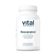 Vital Nutrients Resveratrol bottle front for convenient antioxidant support.
