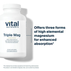 Vital Nutrients ingredient panel highlights vegan, non-GMO, allergen-free magnesium.