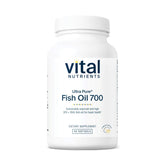 Vital Nutrients Ultra Pure Fish Oil 700 bottle with lemon flavor for heart and brain support.