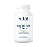 Vital Nutrients Ultra Pure Fish Oil 700 enteric bottle with clear label highlighting EPA and DHA benefits