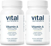 Vital Nutrients Vitamin A 7500mcg bottle highlights high-dose formula for vision support