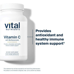 Vital Nutrients Vitamin C with Bioflavonoids capsules ready for daily immune-support routine.