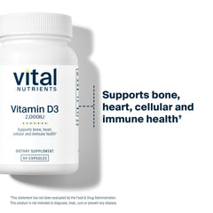 Vital Nutrients Vitamin D3 2000 IU bottle pour demonstrates easy ingestion.
