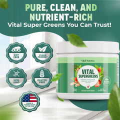 Vital Greens shake glass features a creamy, smoothie-ready daily boost