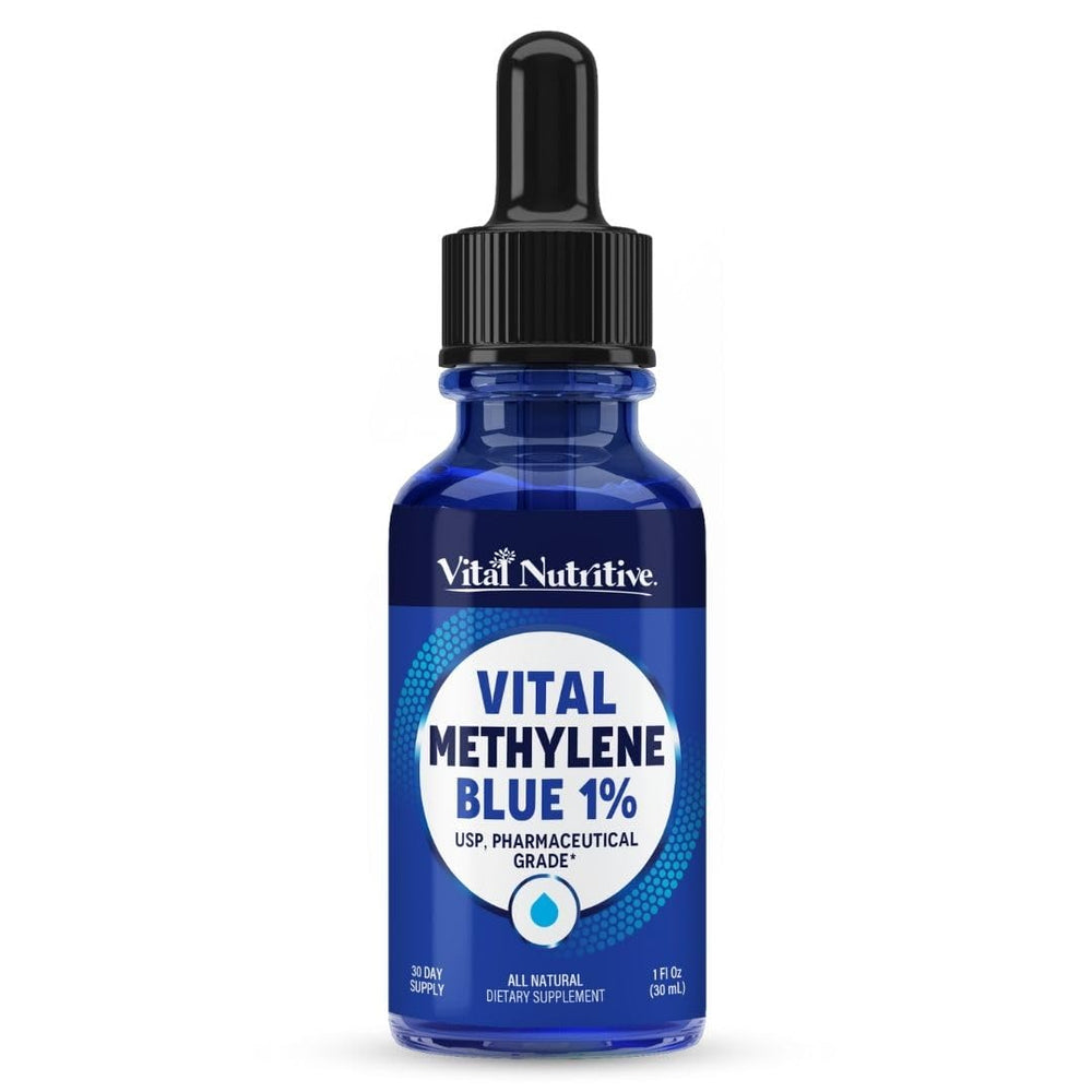 Vital Methylene Blue Drops 1% bottle highlighting pharmaceutical-grade formula for daily wellness routines