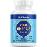Vital Nutritive Vital Omega-3 bottle front shows lemon flavor for daily heart and brain support.
