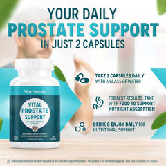 Ingredients chart highlights saw palmetto and zinc in Vital Nutritive Prostate Support