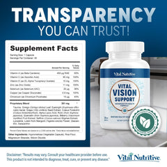 Vital Nutritive Vital Vision non-GMO formula labeling and packaging