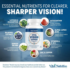 Vital Nutritive Vital Vision ingredients featuring vitamin A and lutein