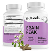Vital Peak Brain Peak bottle on desk supports daily focus.