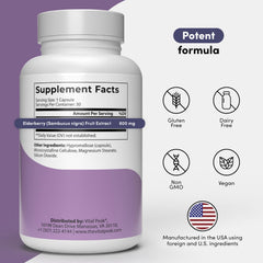 Vital Peak Elderberry 600mg capsules in capsule close-up highlight convenient daily wellness support