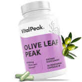 Vital Peak Olive Leaf Peak 500mg capsule closeup showing pure olive leaf extract for daily wellness