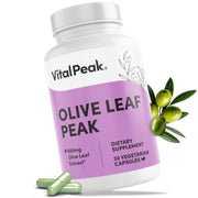 Vital Peak Olive Leaf Peak 500mg capsule closeup showing pure olive leaf extract for daily wellness