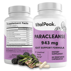 Vital Peak ParaCleanse bottle offers daily digestive support in a convenient capsule.