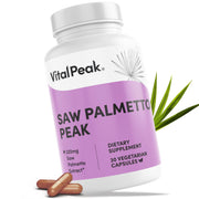 Vital Peak Saw Palmetto 320 mg bottle promoting daily urinary support.