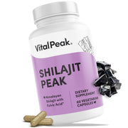 Vital Peak Shilajit 1000 mg bottle shown for daily energy support.
