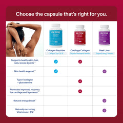 Vital Proteins Cartilage capsules being poured to illustrate easy daily intake.
