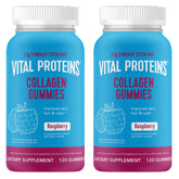 Vital Proteins Collagen Gummies raspberry bottle showing packing and dosage benefits