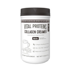 Vital Proteins Collagen Peptides Mocha Coffee Creamer packaging shows a dairy-free option for rich coffee