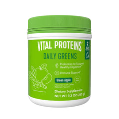Vital Proteins Green Apple Daily Greens bottle front view for easy daily greens and apple flavor.
