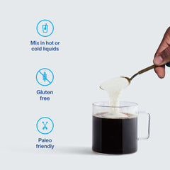 Vital Proteins unflavoured collagen peptides mixed into coffee for creaminess