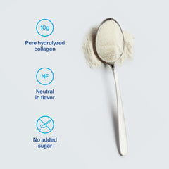 Vital Proteins unflavoured collagen peptides powder pouring into a coffee mug