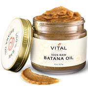 Vital Strands Batana Oil bottle demonstrates deep conditioning and natural shine for all hair types.