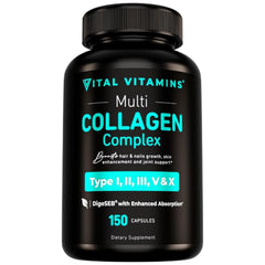 Vital Vitamins Multi Collagen bottle front for easy daily skin and joint support.
