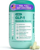 VitalForm GLP-1 bottle showing appetite balance for steadier meals.