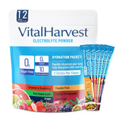 VitalHarvest 12-sticks electrolyte packets assortment for quick hydration on the go