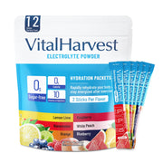 VitalHarvest lemon lime electrolyte packet for on-the-go hydration and quick refreshment