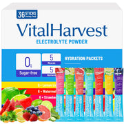 VitalHarvest electrolyte packets lemon lime for on-the-go hydration during workouts.