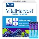 VitalHarvest grape electrolyte packets front view for quick hydration on the go