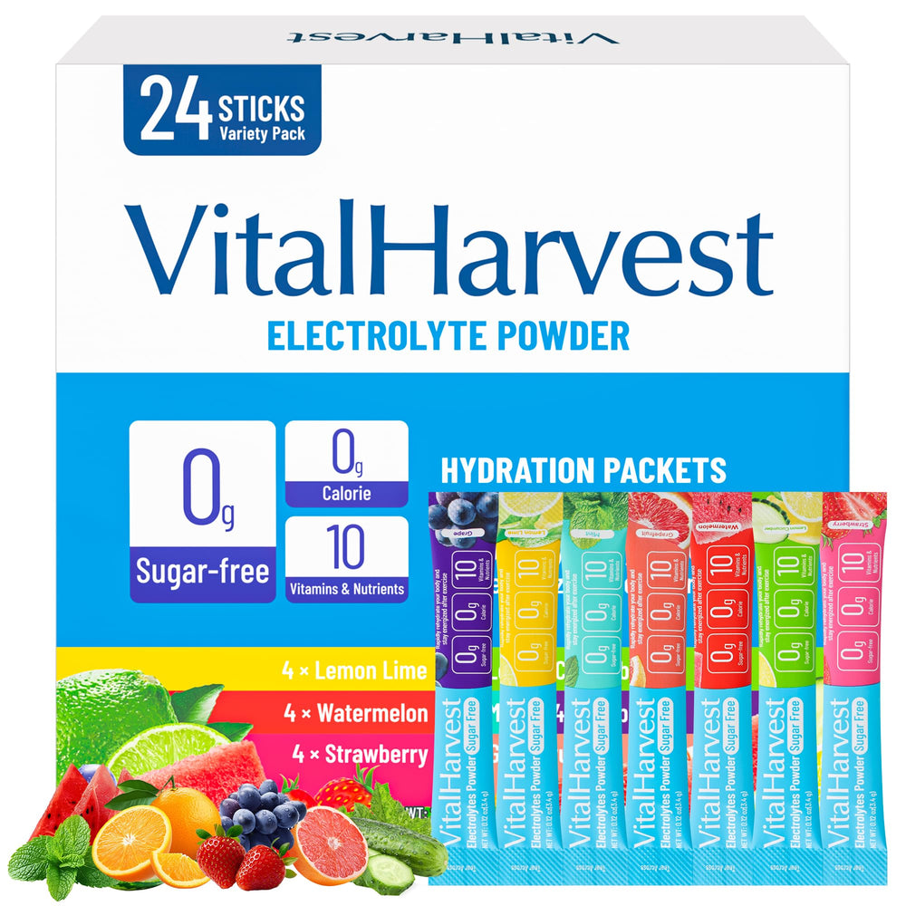 VitalHarvest Lemon Lime packet front view for quick hydration on the go.