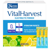VitalHarvest Lemon Lime packets ready to mix for quick hydration.