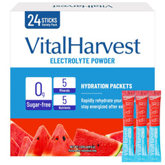 VitalHarvest watermelon electrolyte packet ready to mix for quick hydration