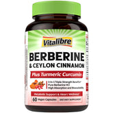 Vitalibre Berberine capsules with cinnamon and turmeric in bottle support metabolism