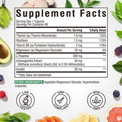 Vitalibre L-Theanine 7-in-1 capsules demonstrating multi-support for mood and clarity.