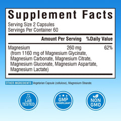 Vitalibre Magnesium Complex label highlights gluten-free, non-GMO formula.