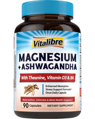Vitalibre Magnesium Complex bottle front showing high bioavailability for calm digestion.