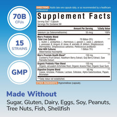 Vitalibre Probiotics for Men capsules closeup shows 70B CFU potency.