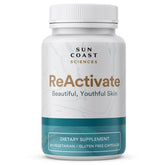 Vitalifi ReActivate capsule close-up showing daily skin support for a healthy glow.