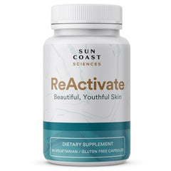 Vitalifi ReActivate capsule close-up showing daily skin support for a healthy glow.