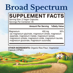 Closeup of Vitalitown Magnesium capsules highlighting chelated forms for absorption.