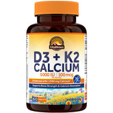 Vitalitown Vitamin D3 K2 Calcium bottle showcases a premium bone support supplement for healthy bones
