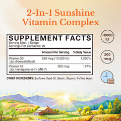 Vitalitown Vitamin D3 K2 label close-up emphasizing purity and MK-7 bioavailability.