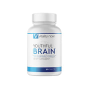 Vitality Now Youthful Brain bottle showing two-tablet serving for daily brain support.