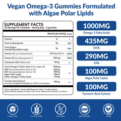VitalityPeak Omega-3 Gummies label highlights sugar-free formula and vegan ingredients
