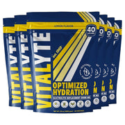 Vitalyte lemon powder tub for convenient isotonic hydration during workouts