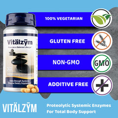 VITÄLZYM multi-enzyme blend including serrapeptase for wellness support.